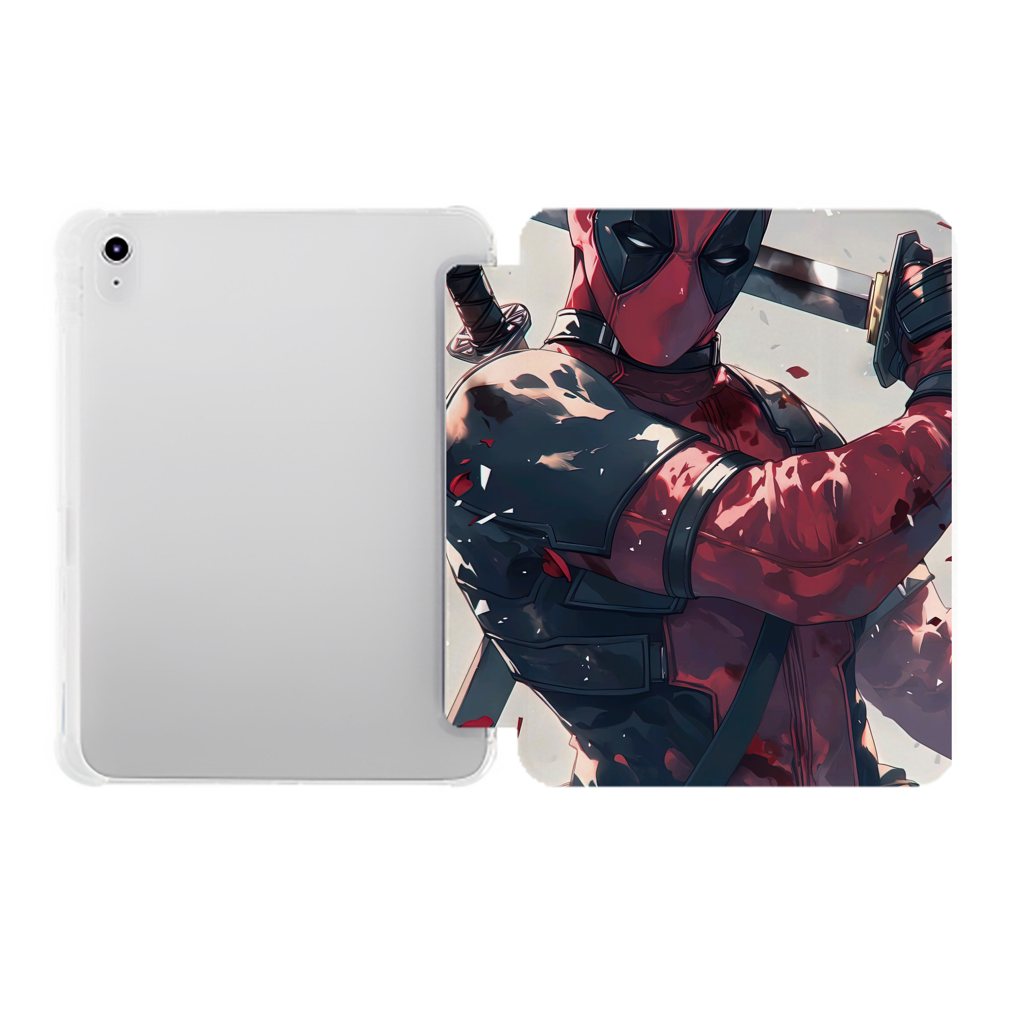（画像用） Deadpool デッドプール IPad ケース ペン収納付き 三つ折りスタンド PUレザー×シリコン 対応機種9.5/10.5/10.9インチ